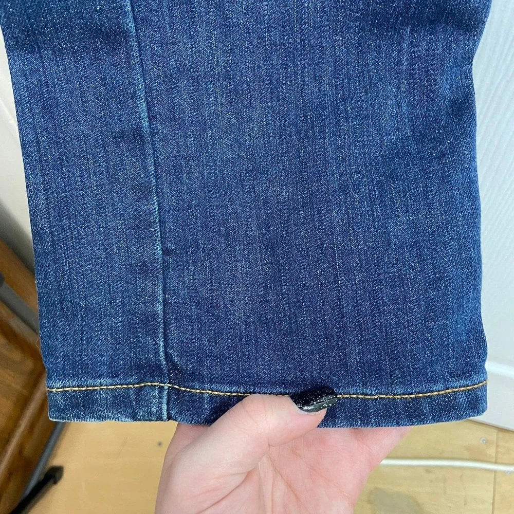 Tommy Hilfiger dark medium wash blue denim cotton stretch slim straight jeans 34